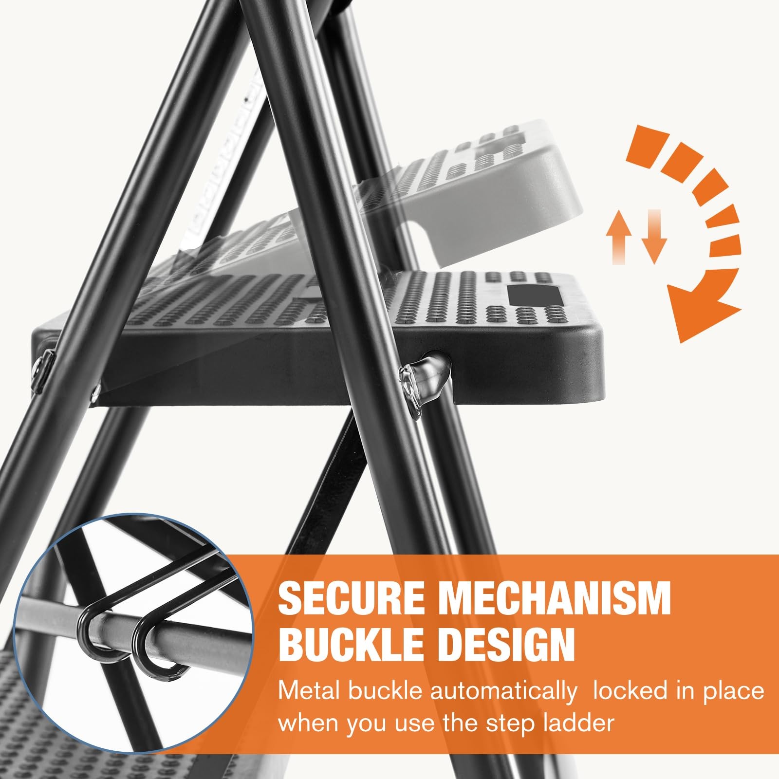 Sweetcrispy Folding 3 Step Ladder Stool – ‎3 800 Max Load, Black
