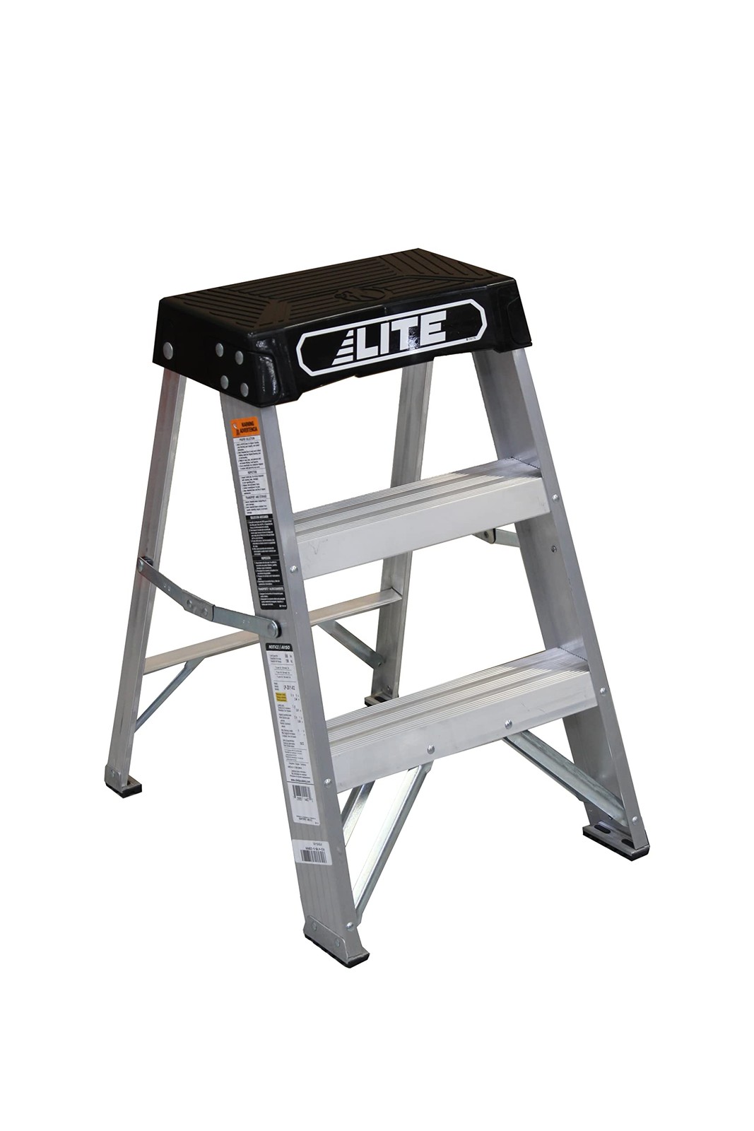 LITE 2-Foot Aluminum Step Stool Industrial, 300-Pound Load 2 feet, Silver
