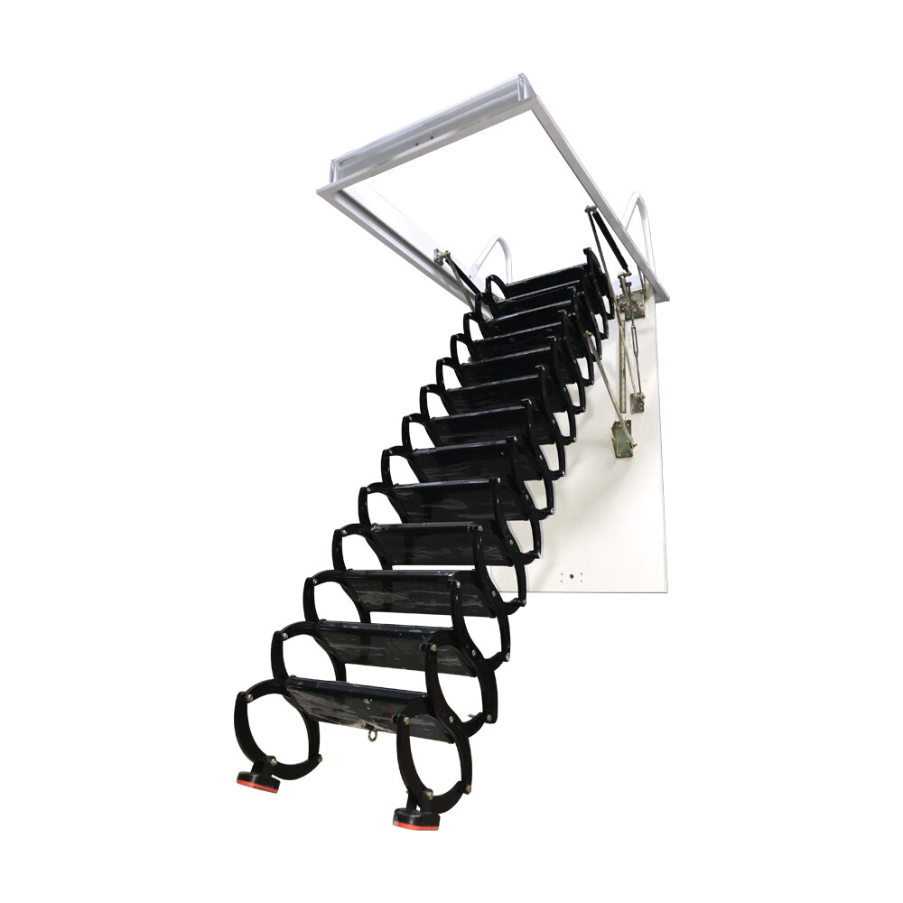 13 Steps 10.5ft Hight Black Loft Wall Ladder Stairs Hidden Folding Attic Stairs