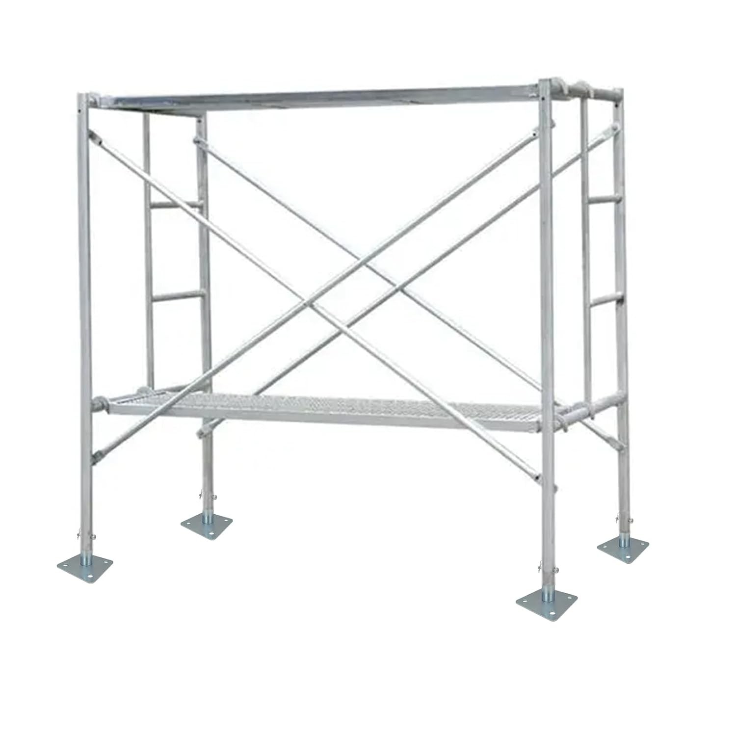 GALVANIZED SCAFFOLD BASE PLATES WITH PINS 4 PCS BAKER STYLE STEEL PIPE BASE