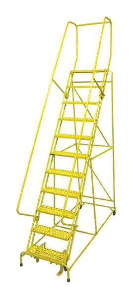 NEW! Cotterman 140 in H Steel Rolling Ladder, 11 Step Serrated, 450lb Load Cap!!