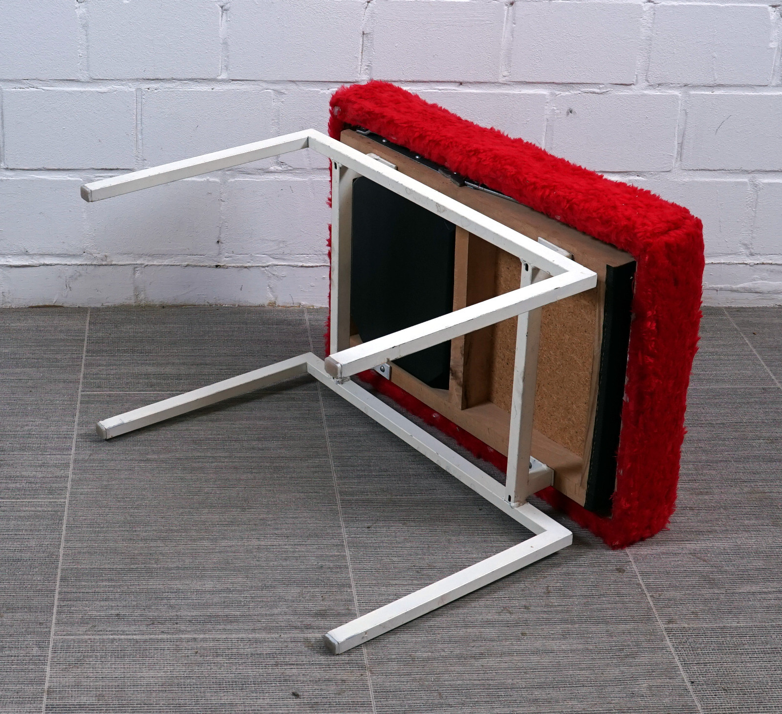 Rare COR Folding Stool Footstool Step Ladder Metal Fabric Vintage 1960s
