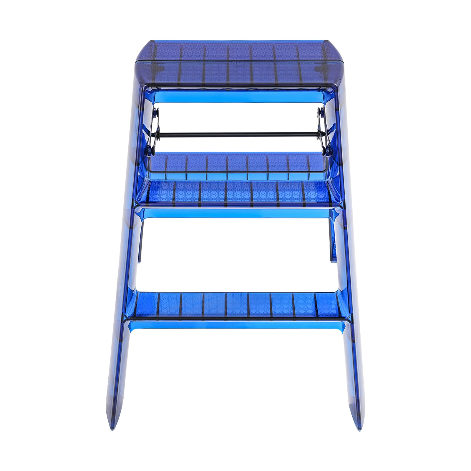 3-Step Folding Ladder Blue Household Portable Stepladder 330lbs Capacity Compact