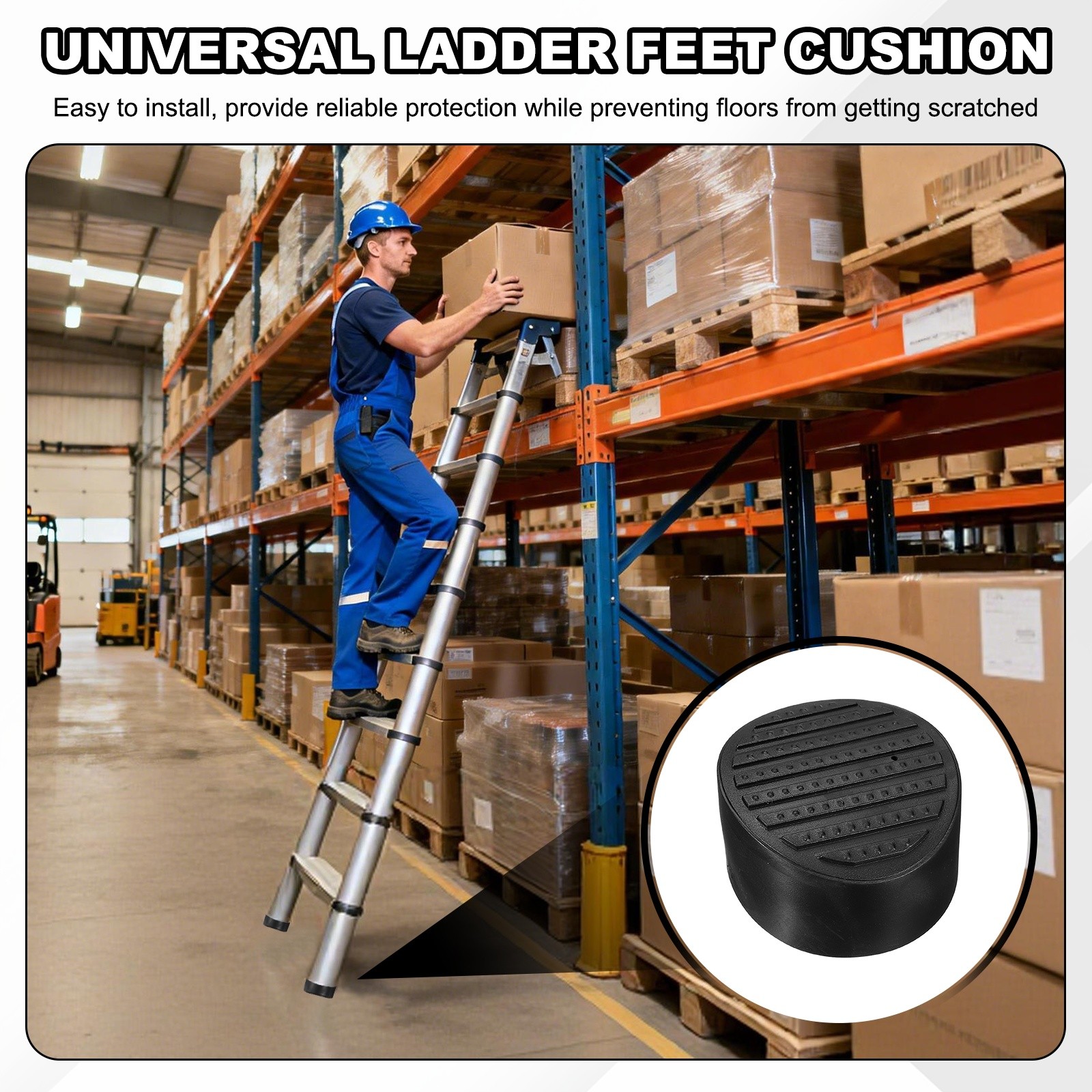 Ladder Non Slip Feet Mat (70.5mm ID), Rubber Round Step Ladder Foot