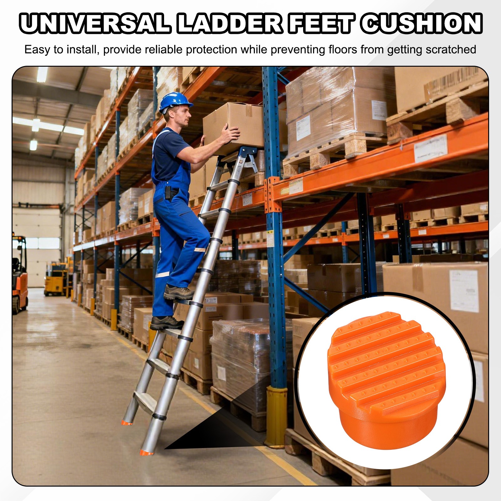 Ladder Non Slip Feet Mat (47mm ID) (2Pcs), Rubber Round Step Ladder Foot, Orange