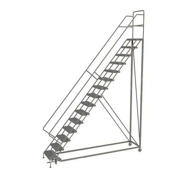 NEW! Tri-Arc 186 in H Steel Rolling Ladder, 15 Step Perforated, 450lb Load Cap!!
