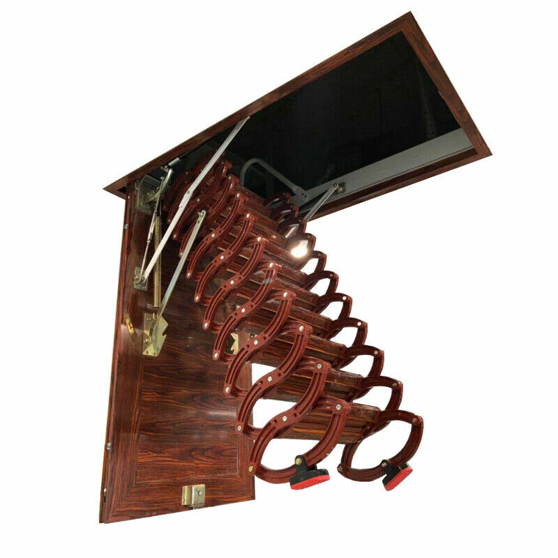 Attic Ceiling Ladder Red Loft Wall Ladder Stairs 9.8ft Ceiling Mounted 660Pounds