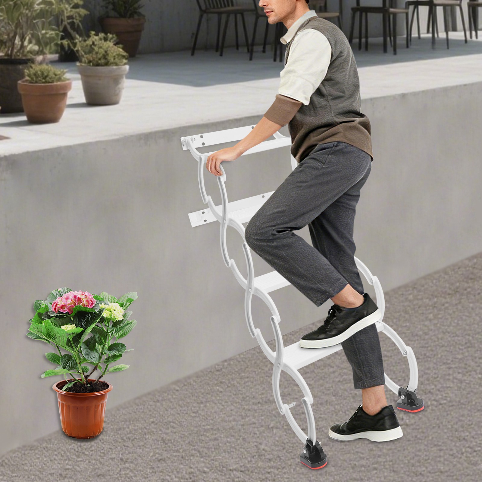 Telescoping Step Ladders Retractable Folding Stair Wall Mounted Folding Ladder