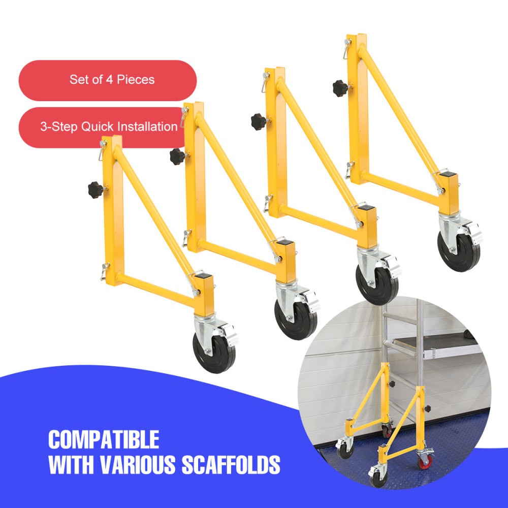 Pack of 4 Scaffolding Outriggers with Wheels for Baker-Style Frames 1000 lbs