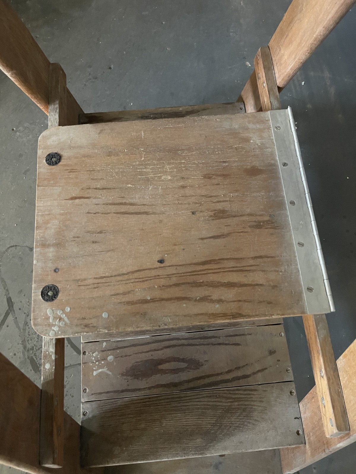 Vintage Putnam Rolling Library Ladder with GMP Wire Reel Assembly