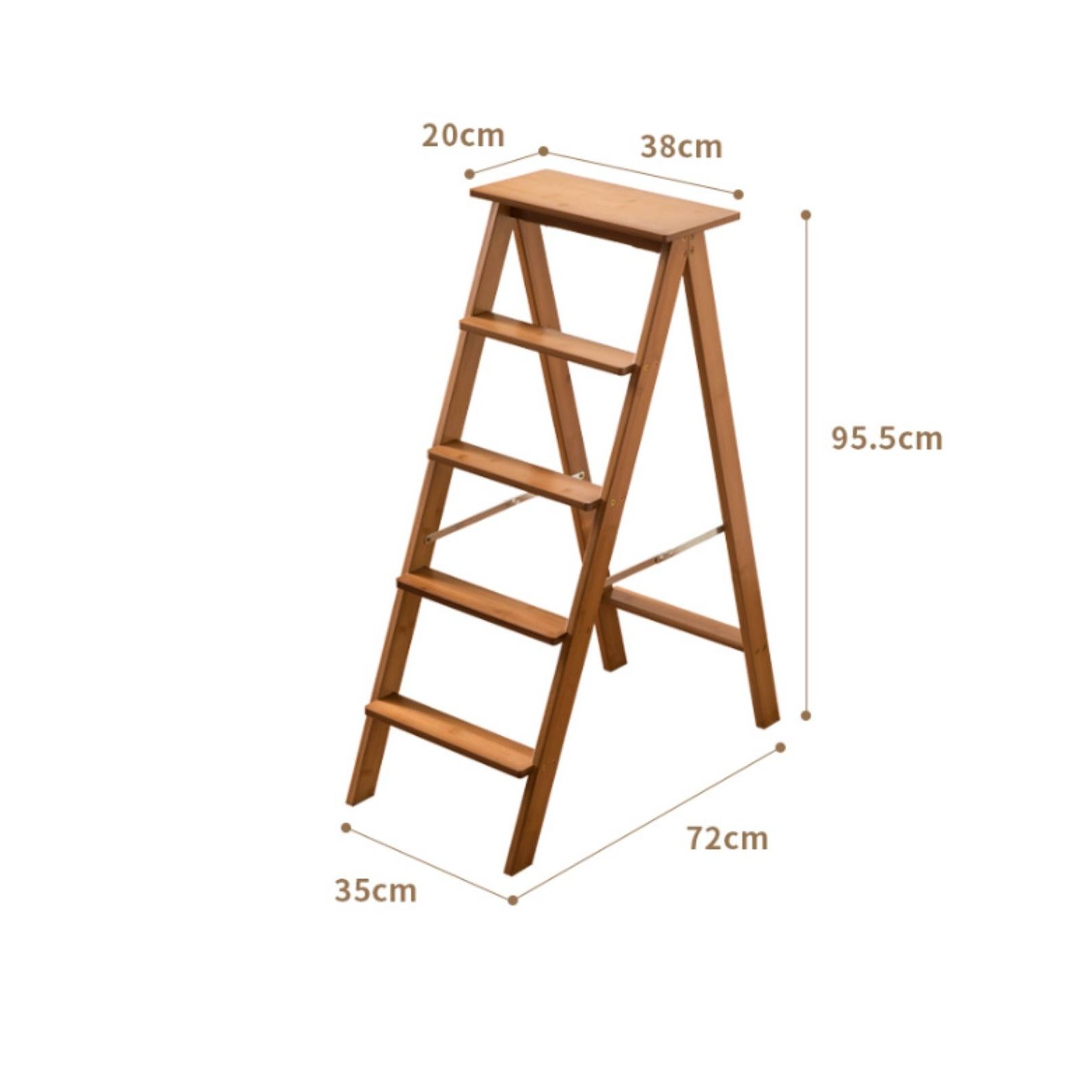 Five-Step Ladder Space-Saving Folding Step Stool Sturdy for Library, Home Users