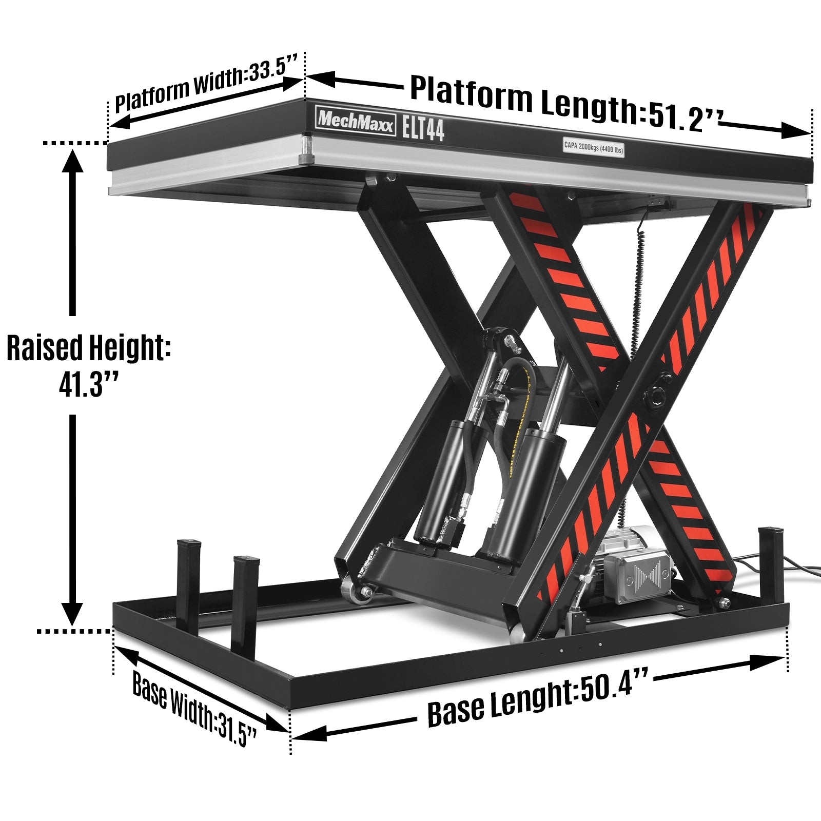 MechMaxx 4400lbs Capacity Hydraulic Lift Table 51.2”x33.5” Platform,ELT44