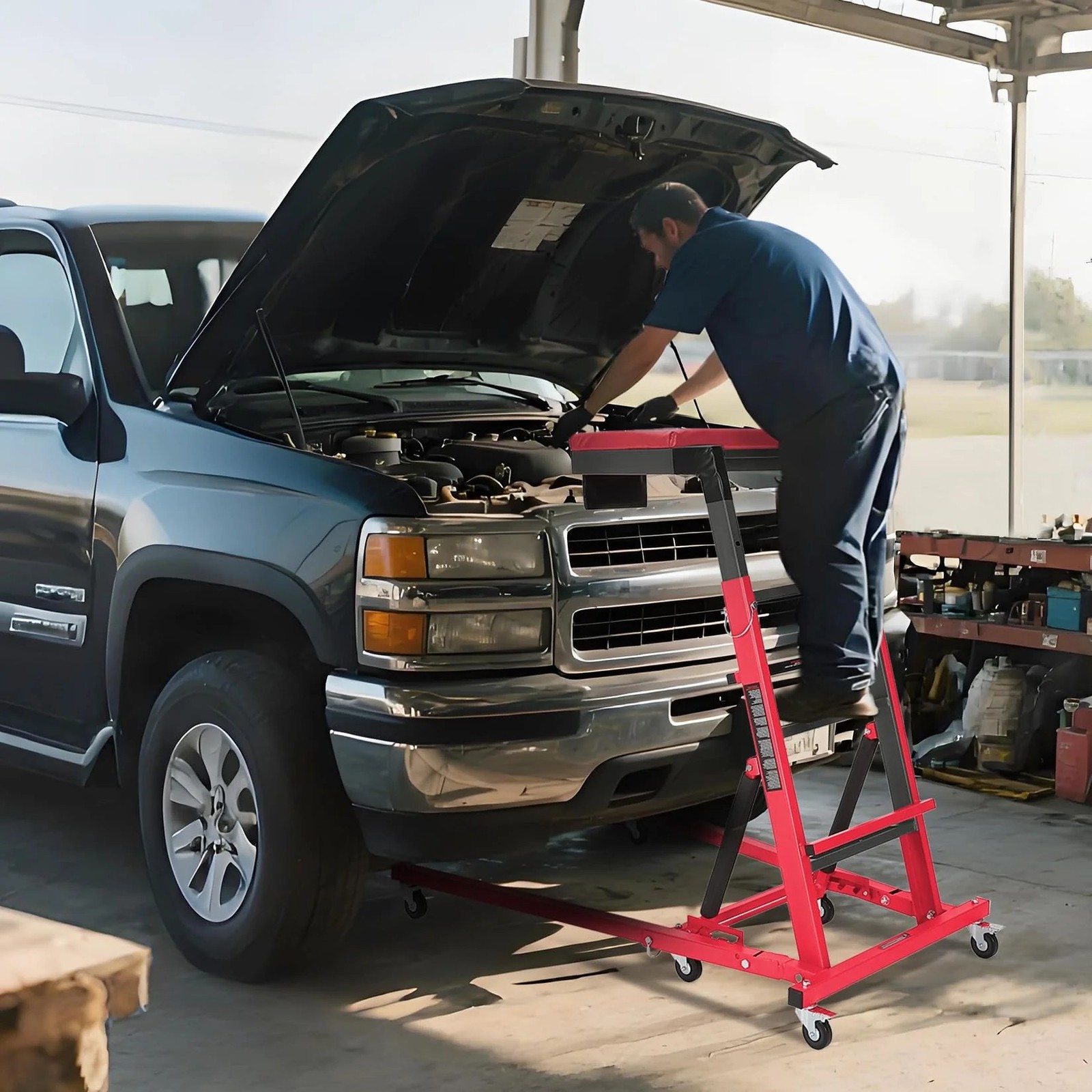 Top Automotive Creeper 49.21-68.89″ Adjustable Height 400LBS Foldable For Garage