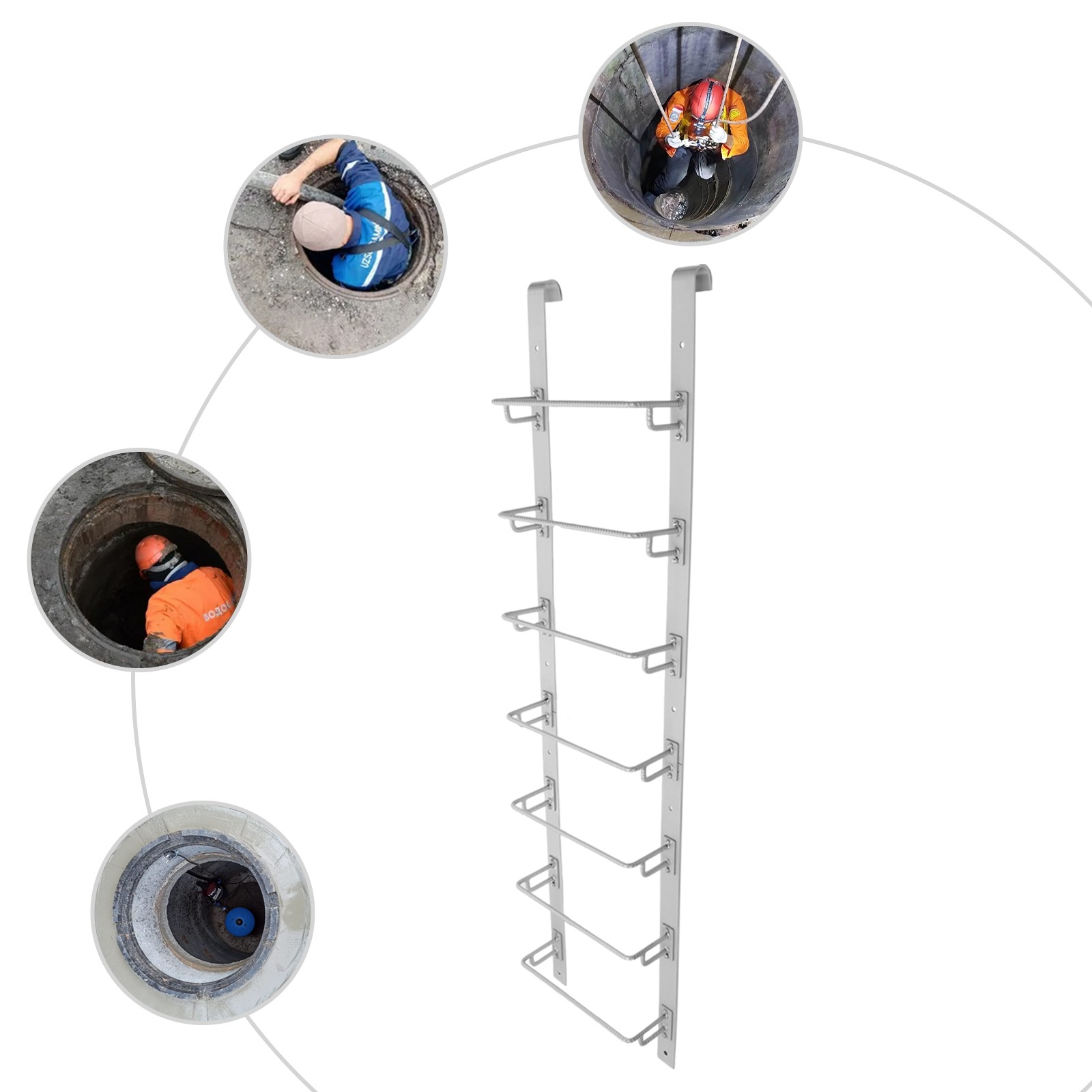 7-Steps Window Well Ladder Heavy-Duty Window Well Ladder Egress Ladder 300kg