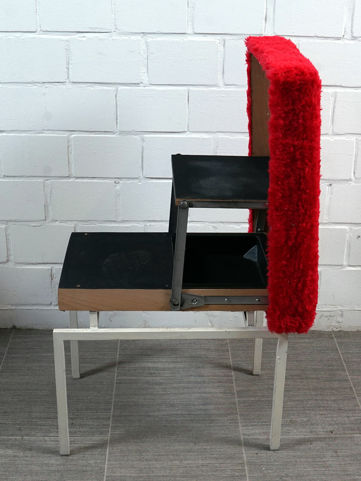 Rare COR Folding Stool Footstool Step Ladder Metal Fabric Vintage 1960s