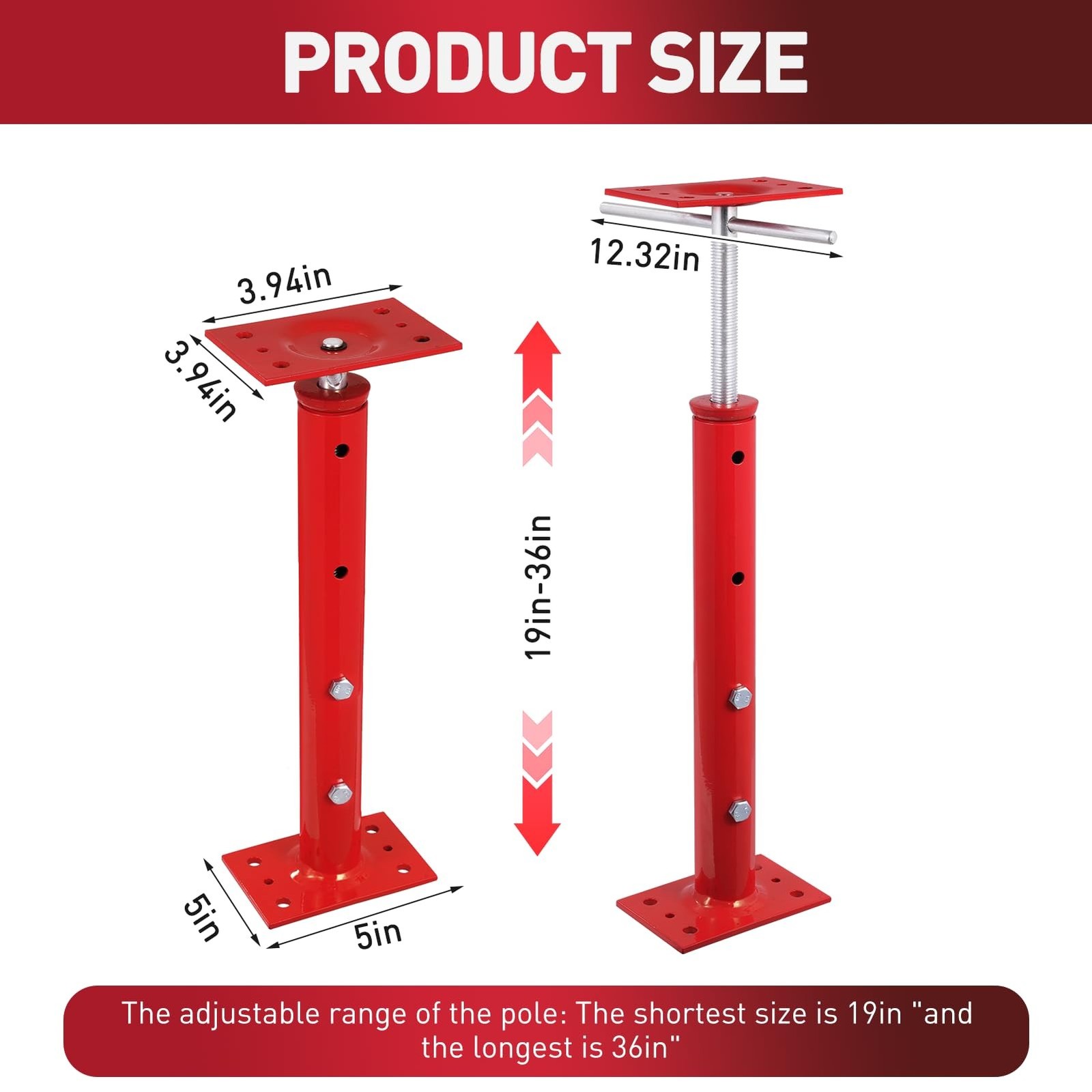 4 Pack House Jacks for Leveling 19”-36”Adjustable Support Jack,17636LBS Max…