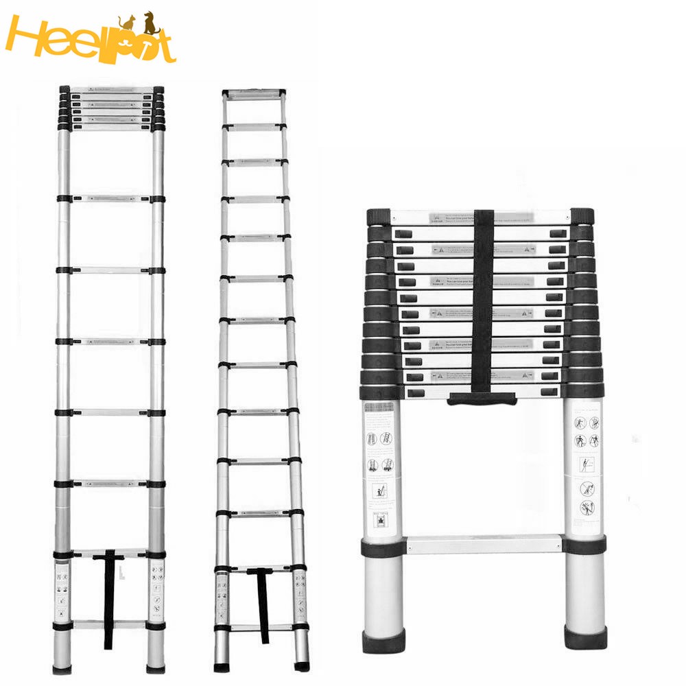 12.5FT 330Lbs Safe And Stable Design Extension Ladder Aluminum Step Ladder