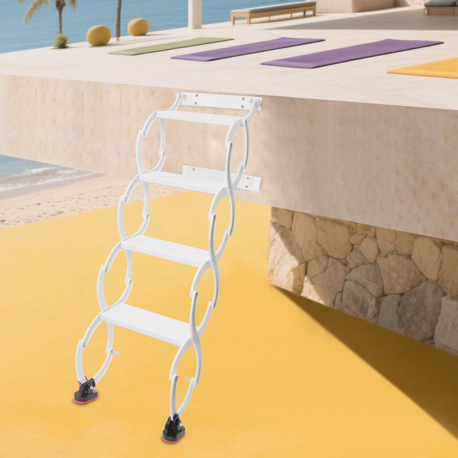 Telescoping Step Ladders Retractable Folding Stair Wall Mounted Folding Ladder