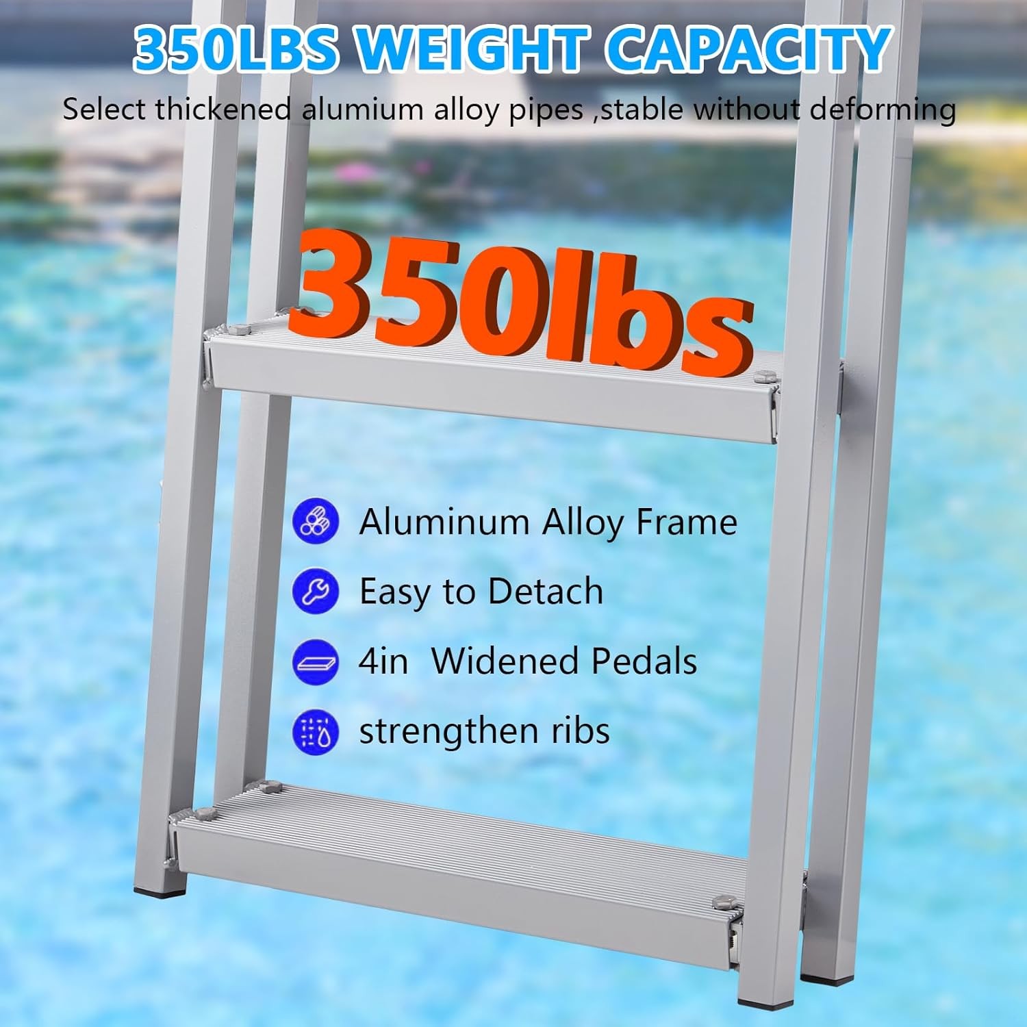 350lb Removable Dock Stairs 3/4/5-Step, Anti-Corrosion Ladder with Handrails