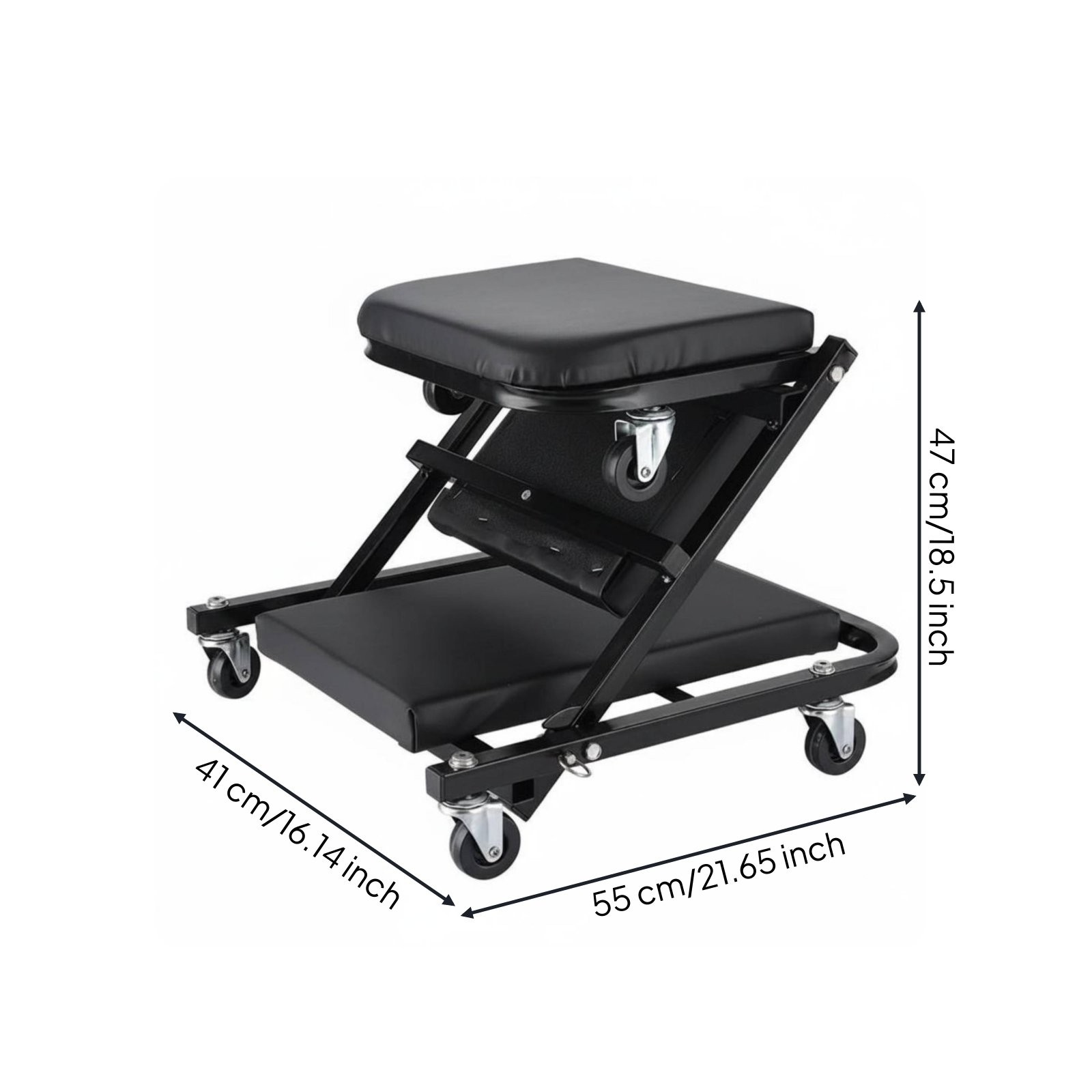 Folding Mechanic Stool Foldable Rolling Mechanic Stool Full Rotation Casters