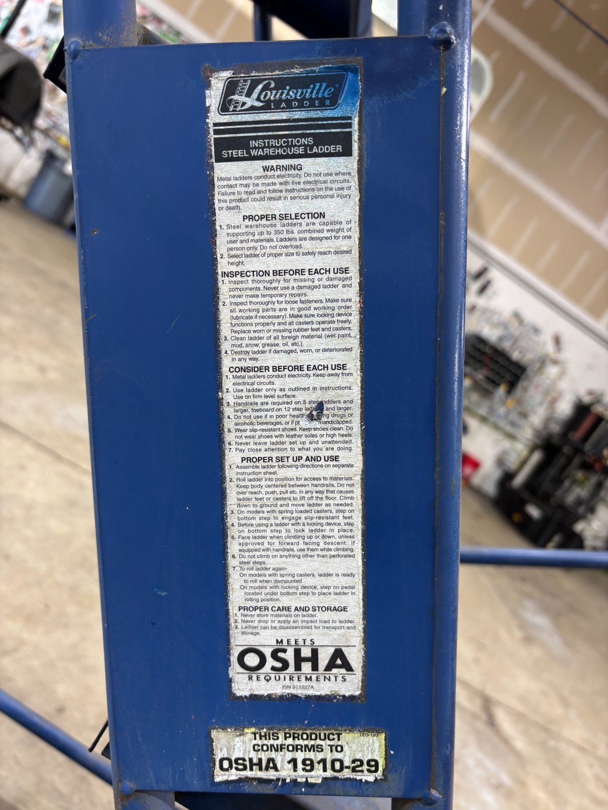 Louisville Ladder Steel Rolling Warehouse Ladder 350 lb OSHA Compliant