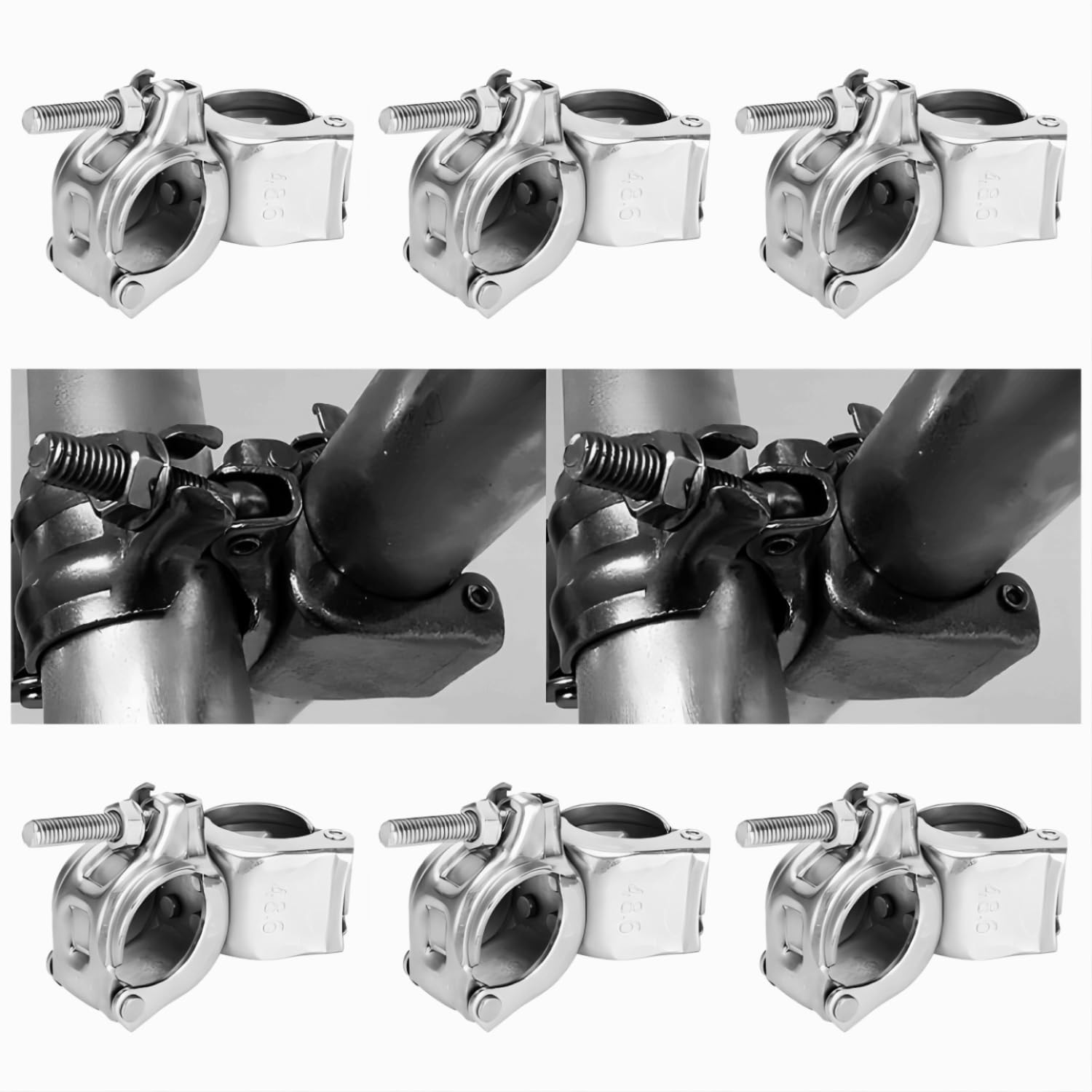 Heavy-Duty Scaffold Couplers Clamps for 1.65-1.9″ OD Tubes – 8 Pack, Fixed Cross