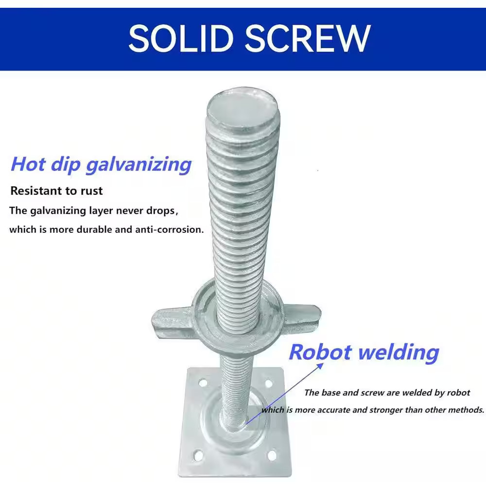 Adjustable Scaffold Leveling Jack 18 Inch 1-1/4 Inch OD for Baker-Style Scaffold