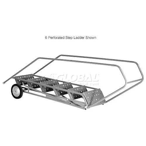 7 Step All-Terrain Rolling Steel Ladder – Perforated Tread – 450 Lbs. 10 ft high