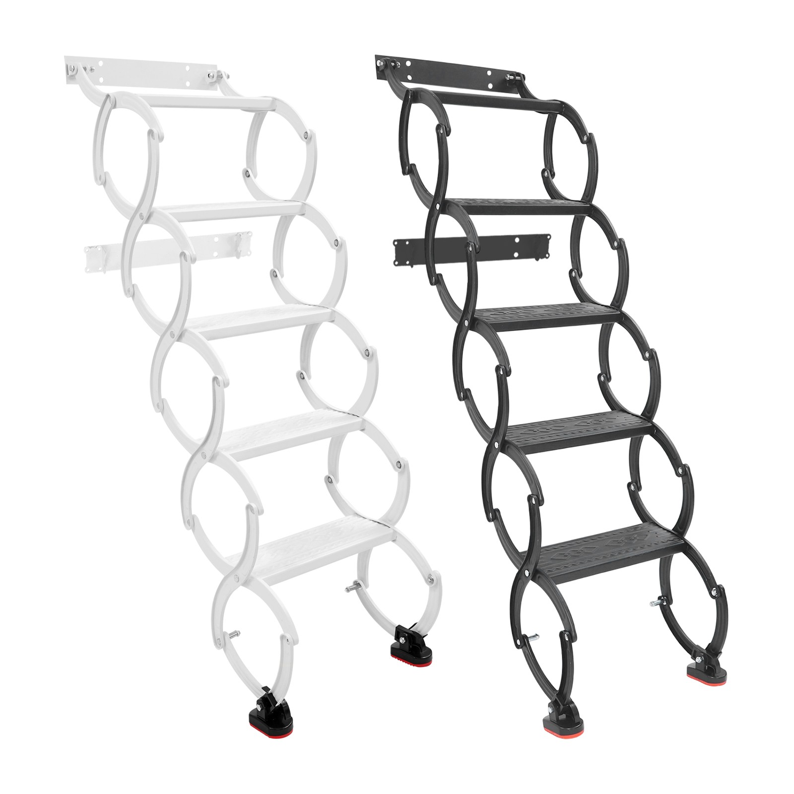 5 Step Wall Mounted Folding Ladder Telescoping Ladders Retractable Folding Stair