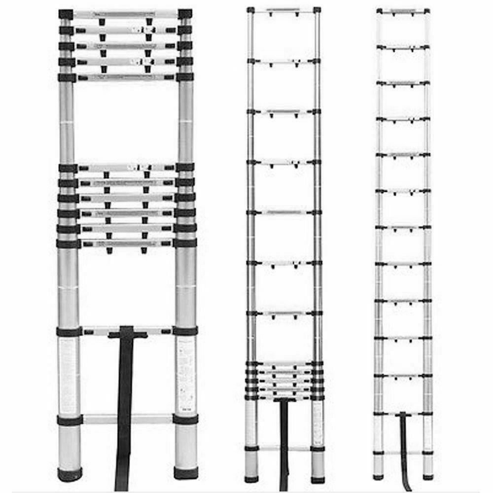 10.5-14.5FT Aluminum Telescoping Extension Step Ladder Multi-Purpose Ladder