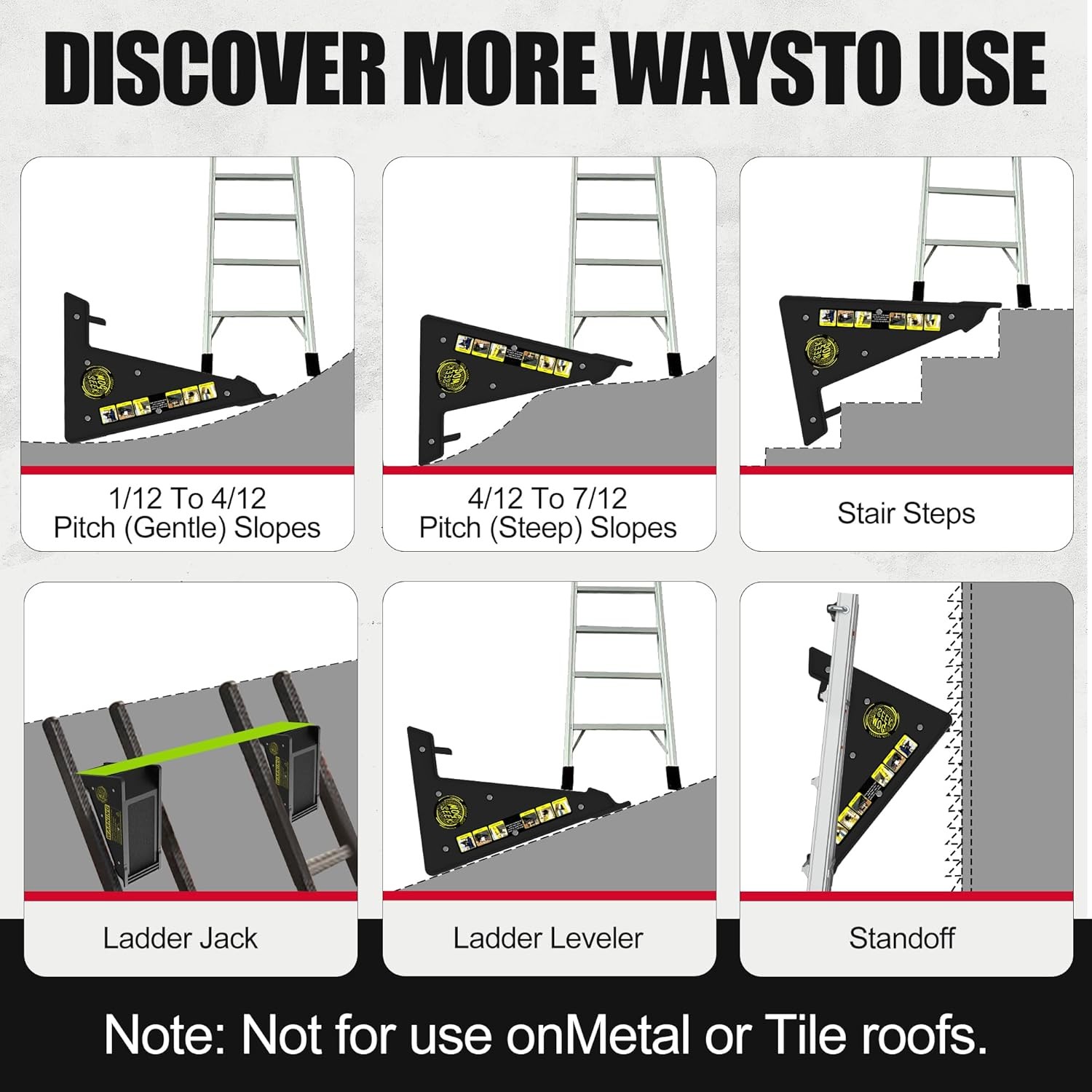 Ladder Leveler for Extension Ladders with Storage Uneven Surfaces Black