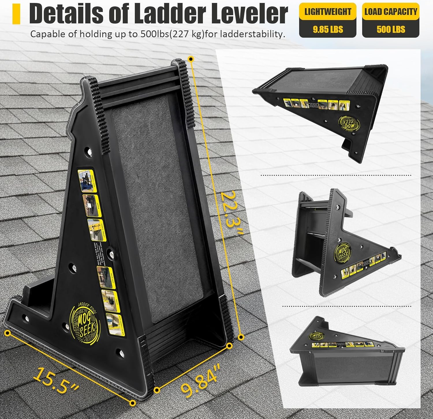 Ladder Leveler for Extension Ladders with Storage Uneven Surfaces Black
