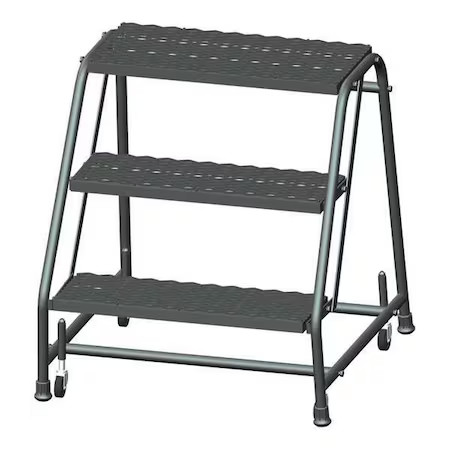 Ballymore 326X 28 1/2 In H Steel Rolling Ladder, 3 Steps, 450 Lb Load Capacity