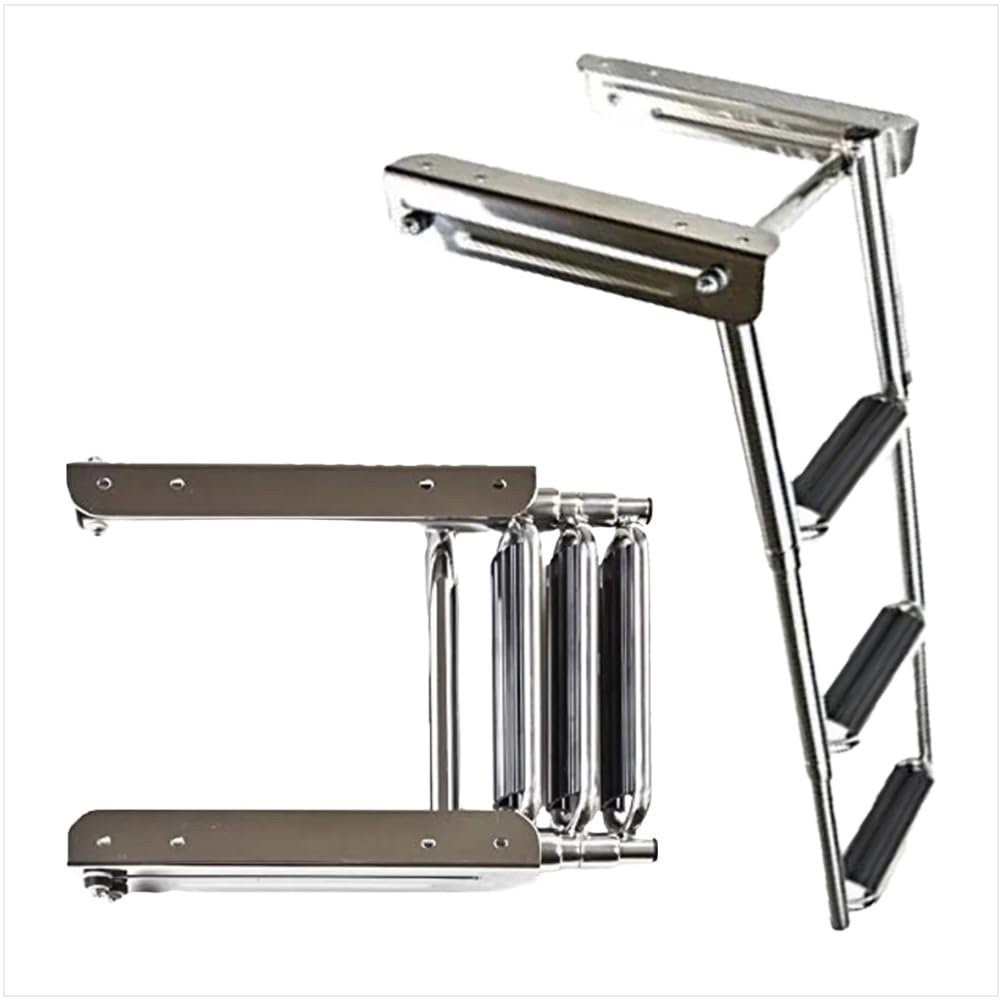 Marine City Stainless Steel Under Platform Telescoping Handrail 3 Steps Ladder