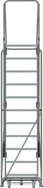 NEW! Ballymore 143 in H Steel Rolling Ladder, 11 Steps, 450 lb Load Cap!!