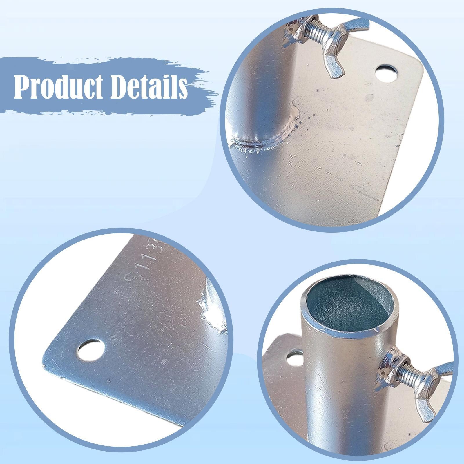 Base Plate Accessories 15cm x 15cm Welded Construction Tube Diameter 3.2cm Zinc