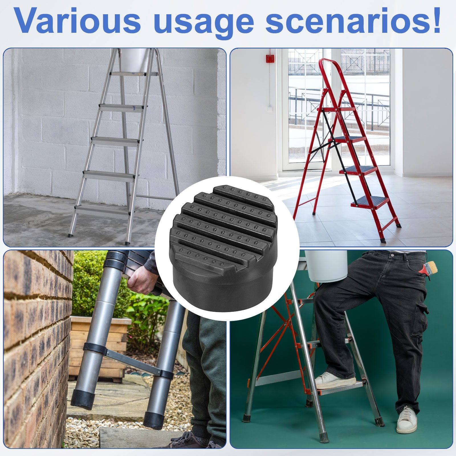 Non Slip Ladder Feet Mat, (2.2″, Black)(4Pcs), Rubber Anti Slip Feet Caps
