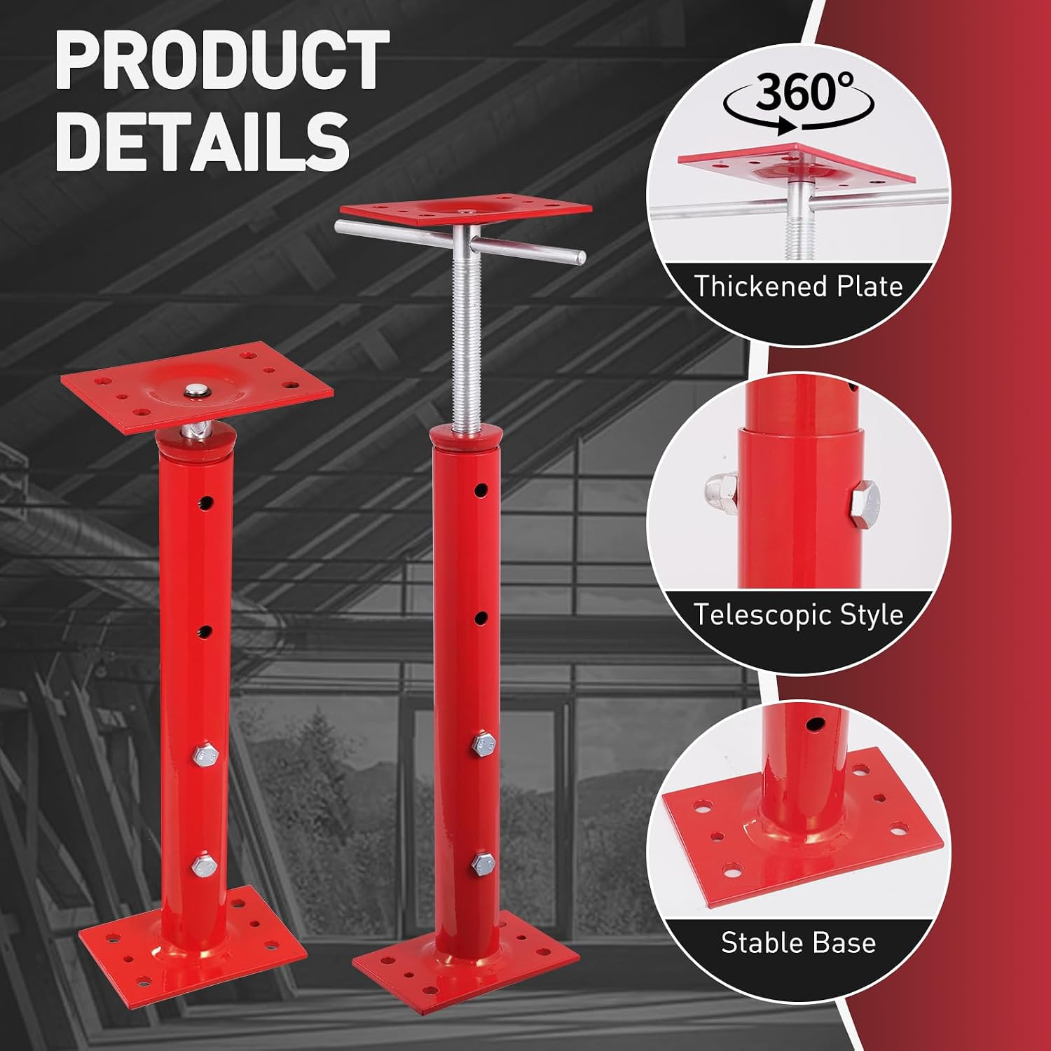 4 Pack House Jacks for Leveling 19”-36”Adjustable Support Jack | 17636LBS Max