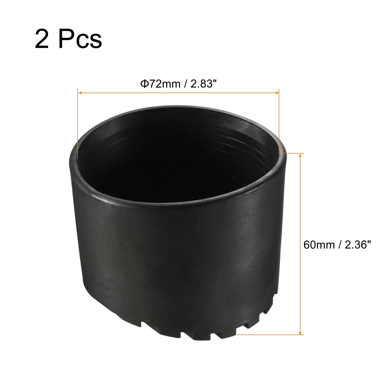 Non-slip foot stairs mat 72mm ID rubber round black 2pcs
