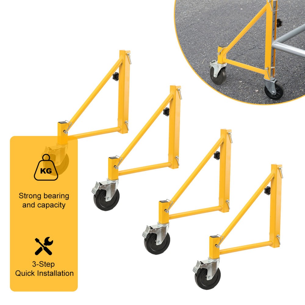4PCS Baker Scaffold Outriggers W/5-Inch Locking Casters 1000 lbs Load Capacity