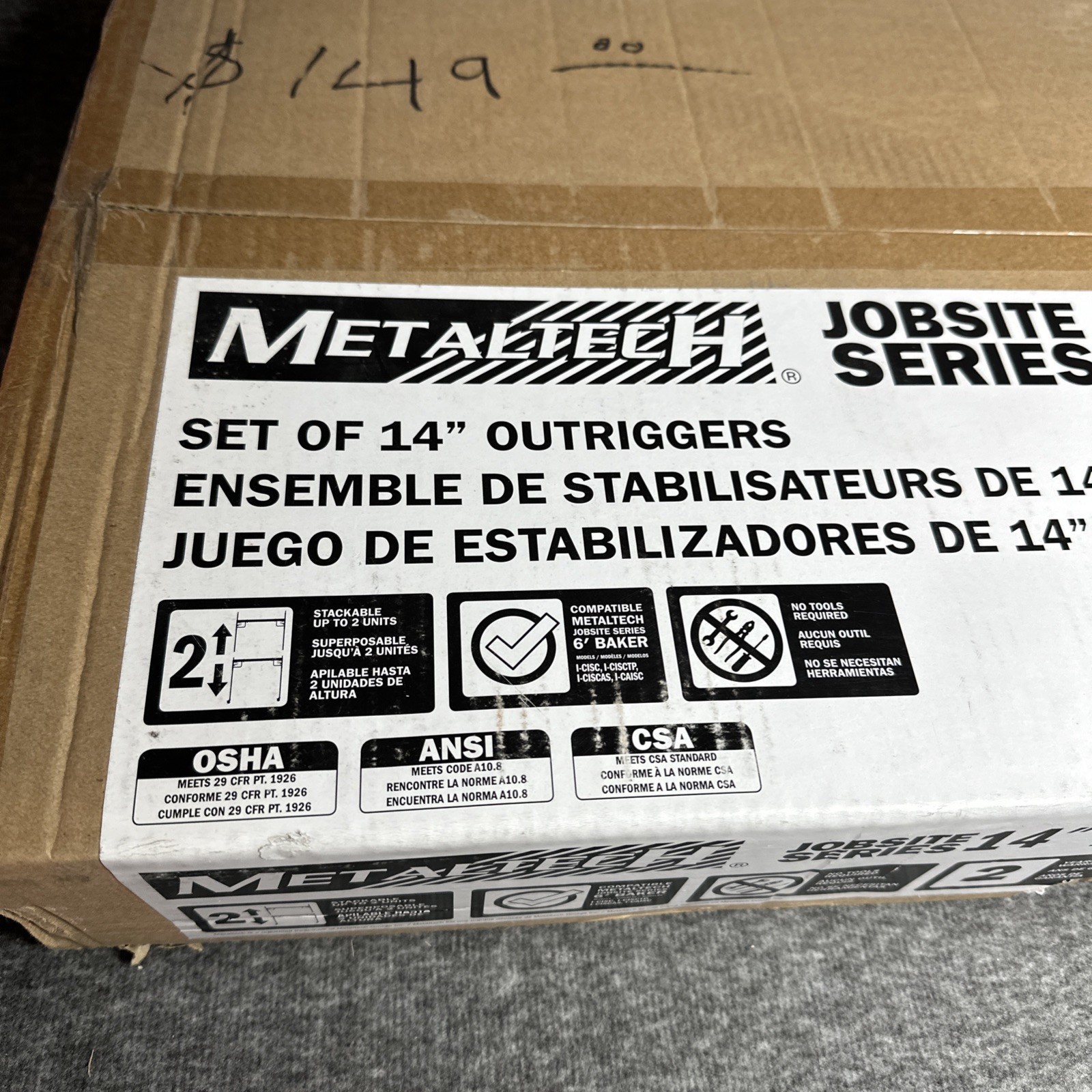 Metaltech I-CISO4NCAS Jobsite Series 14″ Outriggers Set of 4 Yellow NEW OPEN BOX