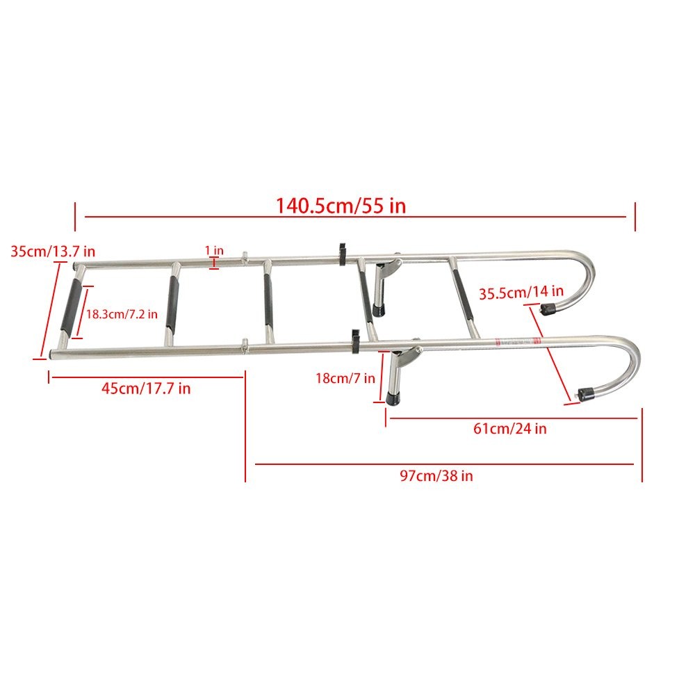 2 3 4 5 Step Stainless Steel Telescoping Foldable Boat Ladder with Hand Railing