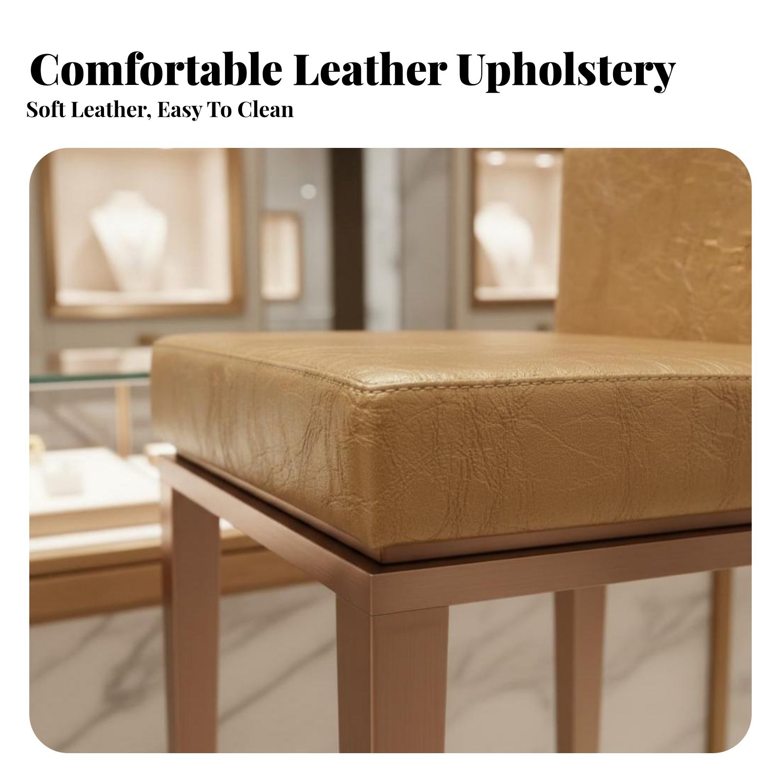 Upholstered Low-Back Stool Armless Design Upholstered Metal Frame Stool