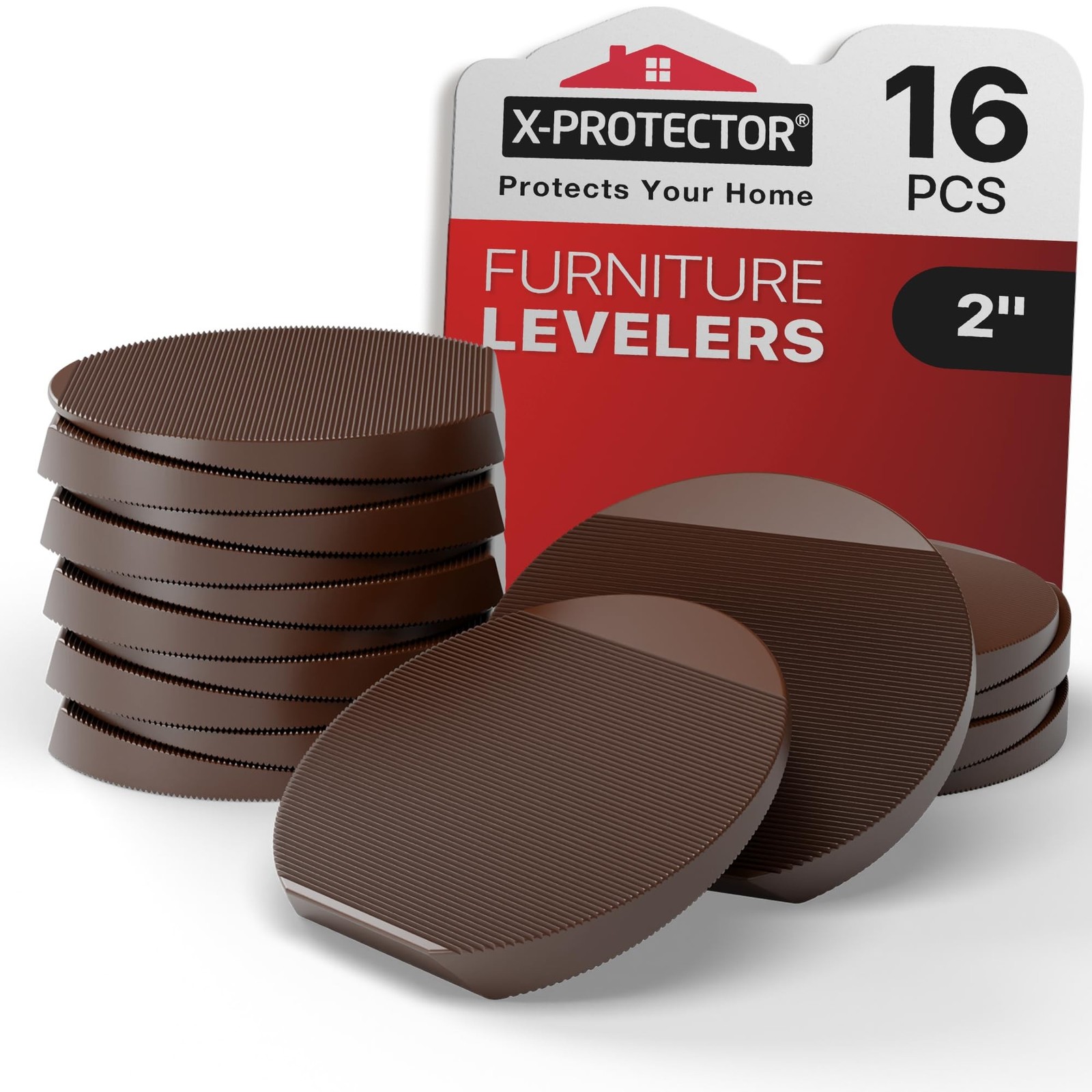X-Protector Furniture Levelers – 16 PCS 2″ – Brown Rubber Shims for Leveling …