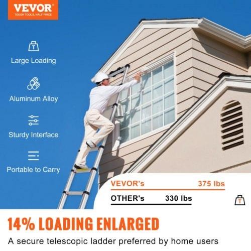 Telescoping Ladder 10.5 FT Aluminum Onebutton Retraction Collapsible