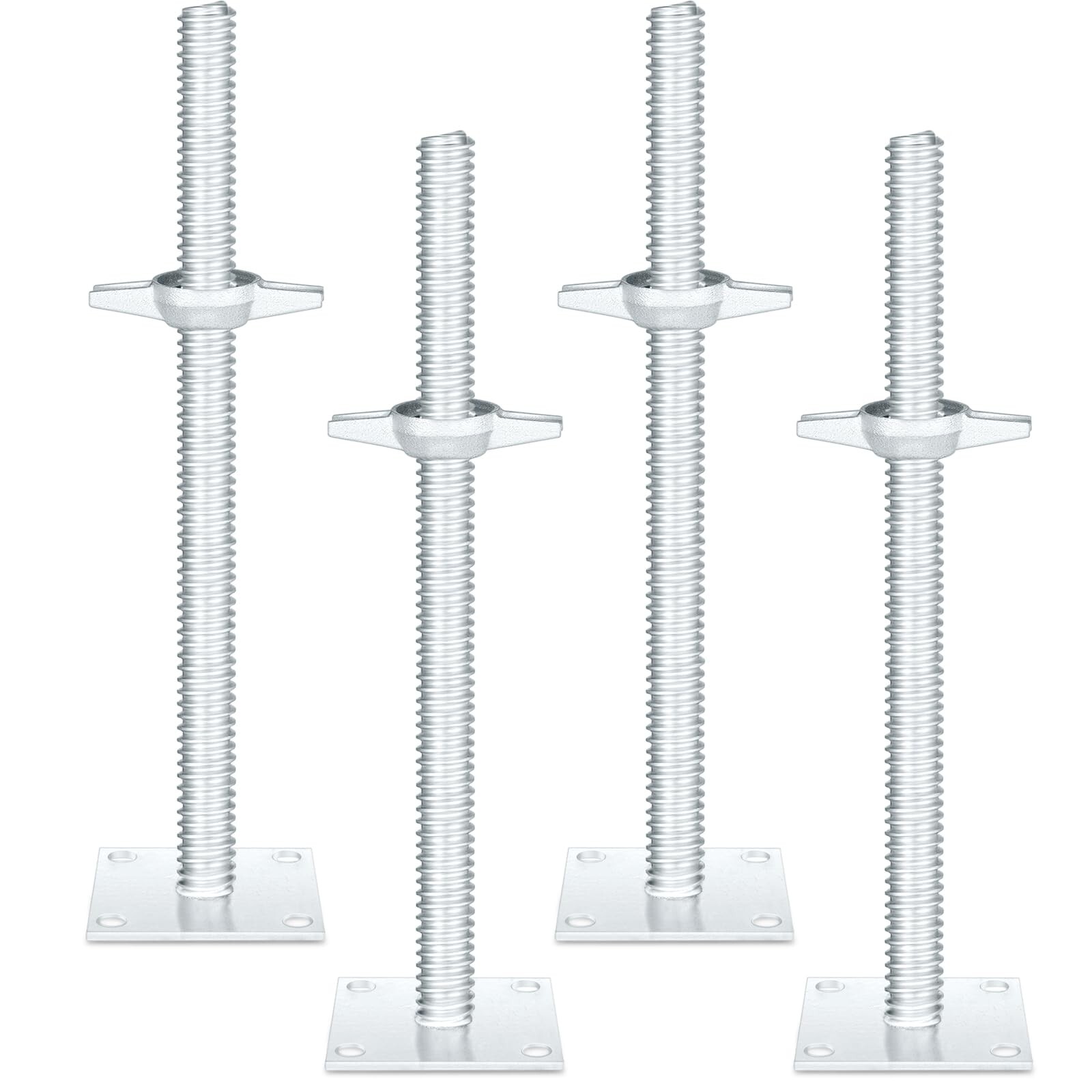 Zonon 4 Pcs 18″ Adjustable Scaffold Leveling Jack Parts Galvanized Solid Thre…