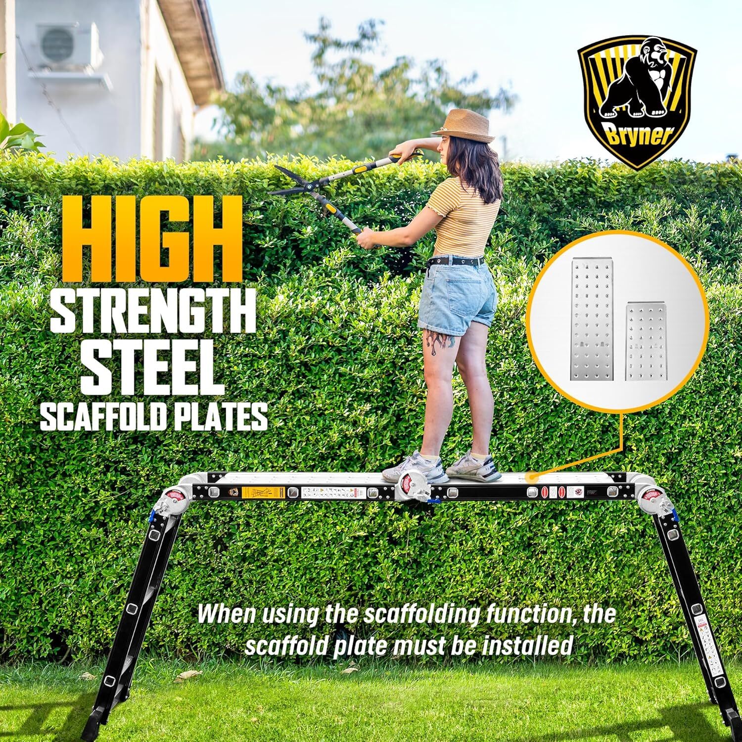 Ladder,Bryner 7 in 1 Multi-Purpose Ladder Aluminium Extension Ladder 12Ft 330lbs