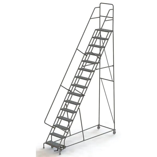 NEW! Tri-Arc 186 in H Steel Rolling Ladder, 15 Step Perforated, 450lb Load Cap!!
