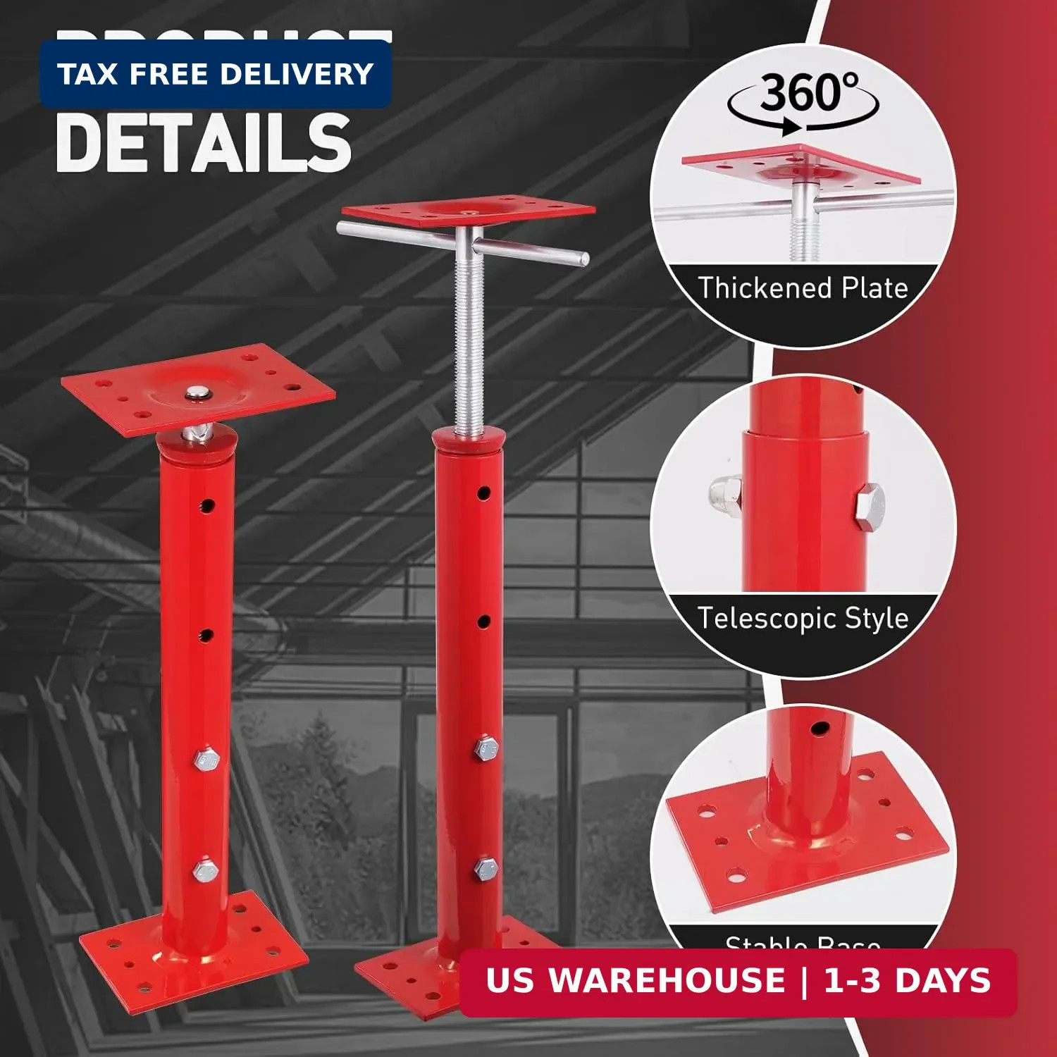 4 Pack House Jacks for Leveling 19”-36”Adjustable Support Jack | 17636LBS Max