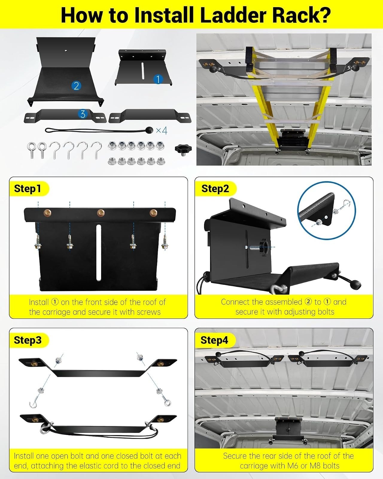 Adjustable Interior Ladder Storage Holder for Van/Trailer/Truck